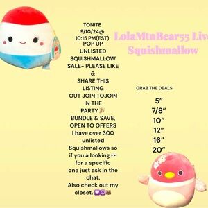 LOLAMTNBEAR55 💟🐻☮️ GOING LIVE W/UNLISTED SQUISHMALLOWS! 10:15PM LIKE & SHARE!